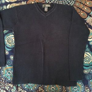 Colorado V Neck Ribbed Sweater L Navy